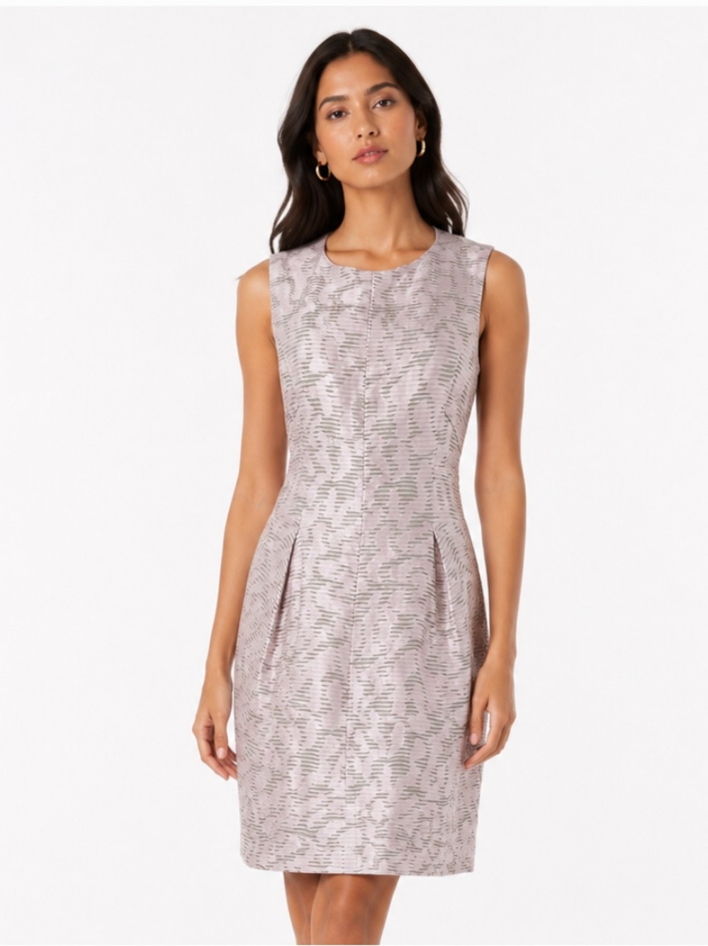 J. MENDEL Sleeveless Pink Patterned Sheath Dress
